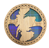 Handmade Scottish Wooden Tartan Scotland Map Circle Coaster - 3 Tartans Available