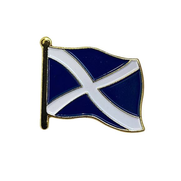 Waving Scottish Flag Saltire Blue White Epoxy Pin Badge