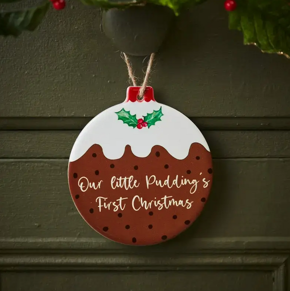 Super Cute 1st Christmas Pudding Hanging Ceramic Ornament 
