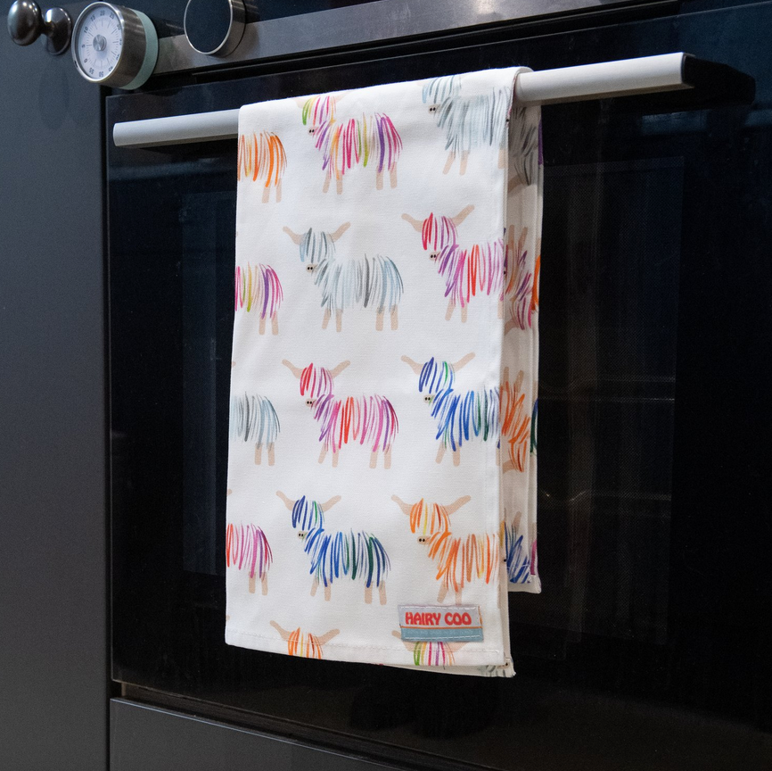 Hairy Coo Highland Cow Tea Towel