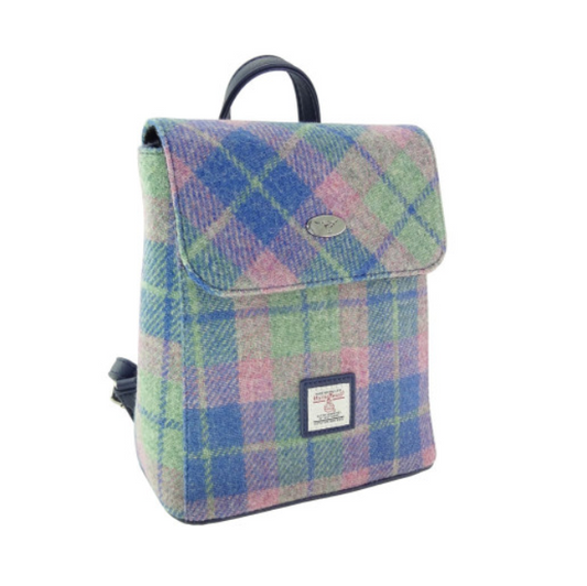 Pastel Blue Tartan Mini Backpack
