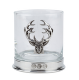 Set of 2 Stunning Pewter Stag Whisky Glasses Tumblers