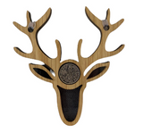Lovely Wooden Scottish Highland Stag Lucky Sixpence Hanger - 3 Tartans Available