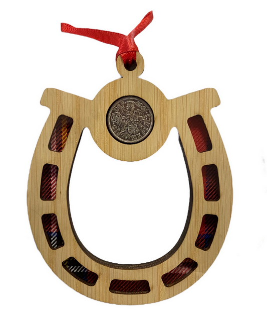 Horseshoe Lucky Sixpence - 2 Tartans