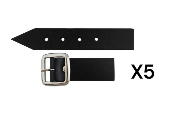 Sturdy Black Kilt Strap and Chrome Buckle with Leather Tab - 1 Inch (3cm) Wide - x5