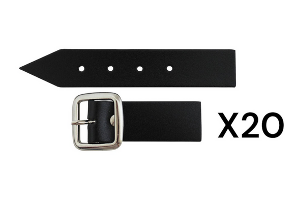 Sturdy Black Kilt Strap and Chrome Buckle with Leather Tab - 1 Inch (3cm) Wide - x20