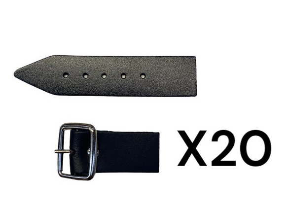 Sturdy Black Kilt Strap and Chrome Buckle End with Leather Tab - 1.25 Inch (3cm) Wide - x20