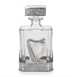 Stunning Pewter Irish Shamrock Clover And Harp Rectangular Whisky Decanter