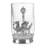 Stunning Pewter And Glass Pint Tankard Featuring A Welsh Dragon