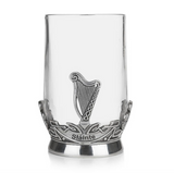 Stunning Pewter and Irish Glass Pint Tankard With Celtic Knot Clover And Harp Design