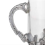 Stunning Pewter and Irish Glass Pint Tankard With Celtic Knot Clover And Harp Design