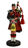 Resin Scottish Piper Figurine in Traditional Regimental Attire With Bagpipes