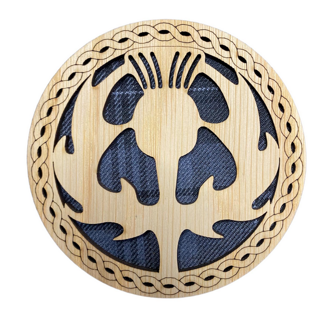 Wooden Thistle Coaster - 4 Tartans