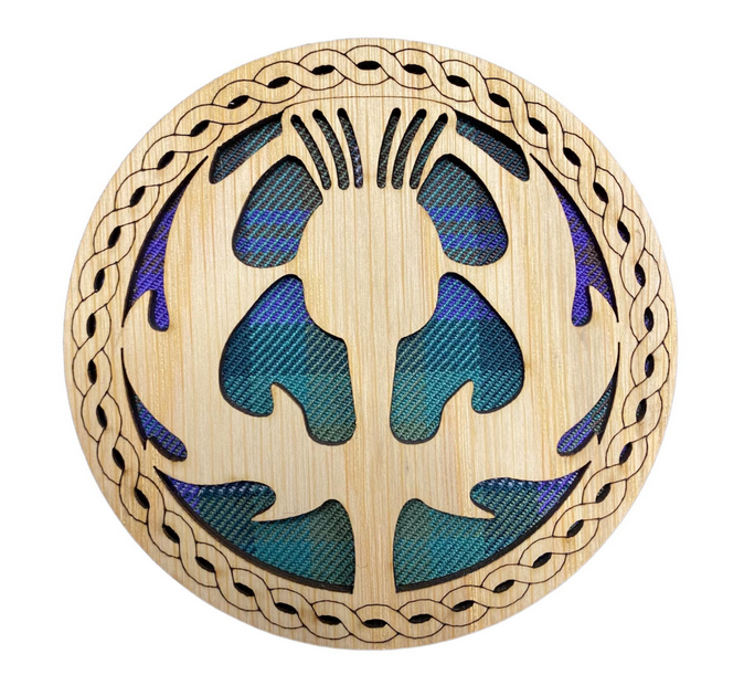 Wooden Thistle Coaster - 4 Tartans