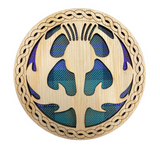 Handmade Scottish Wooden Tartan Scottish Thistle Circle Coaster - 3 Tartans Available