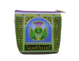 Scottish Thistle Flower Celtic Knot Window Design Zip Top Purse