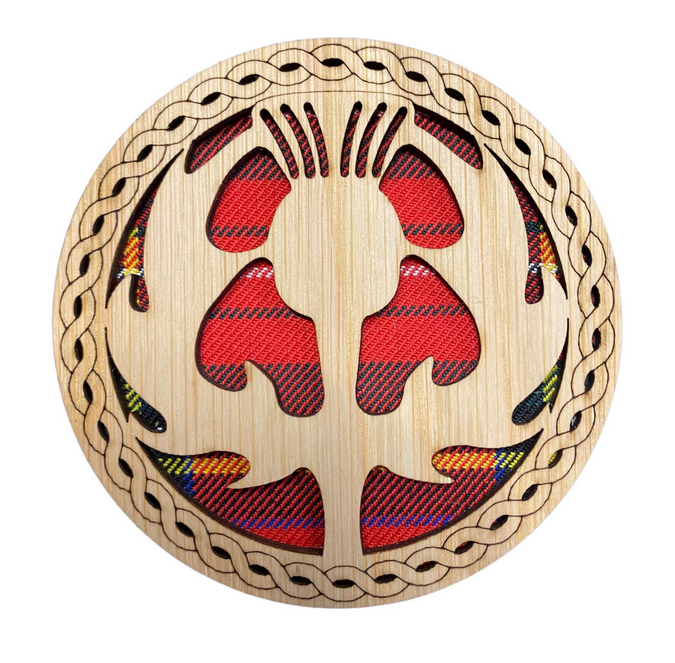 Wooden Thistle Coaster - 4 Tartans