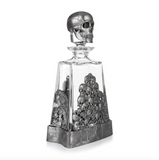 AE Williams Stunning Pewter Skull & Snake Glass Pyramid Whisky Decanter