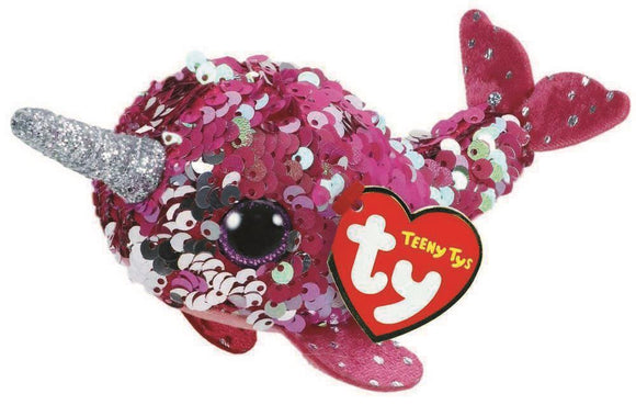 TY Flippable Sequin Colour Changing Teeny Ty Plush Soft Toy - Nelly Narwhal