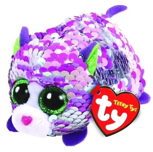 TY Flippable Sequin Colour Changing Teeny Ty Plush Soft Toy - Lilac Cat